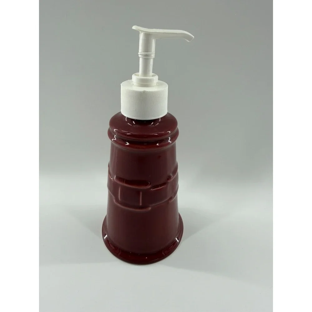 Longaberger Woven Traditions Pottery Soap Lotion Pump Dispenser Red Paprika USA